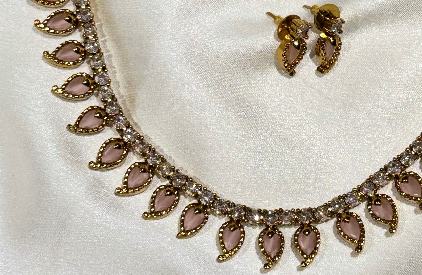 SYLE Blush Petal Crystal Necklace Set