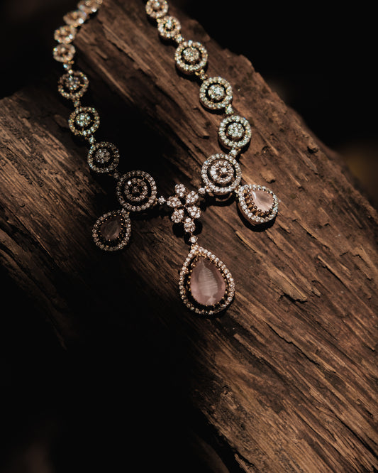 SYLE Luxe Pink Stone Gold Necklace